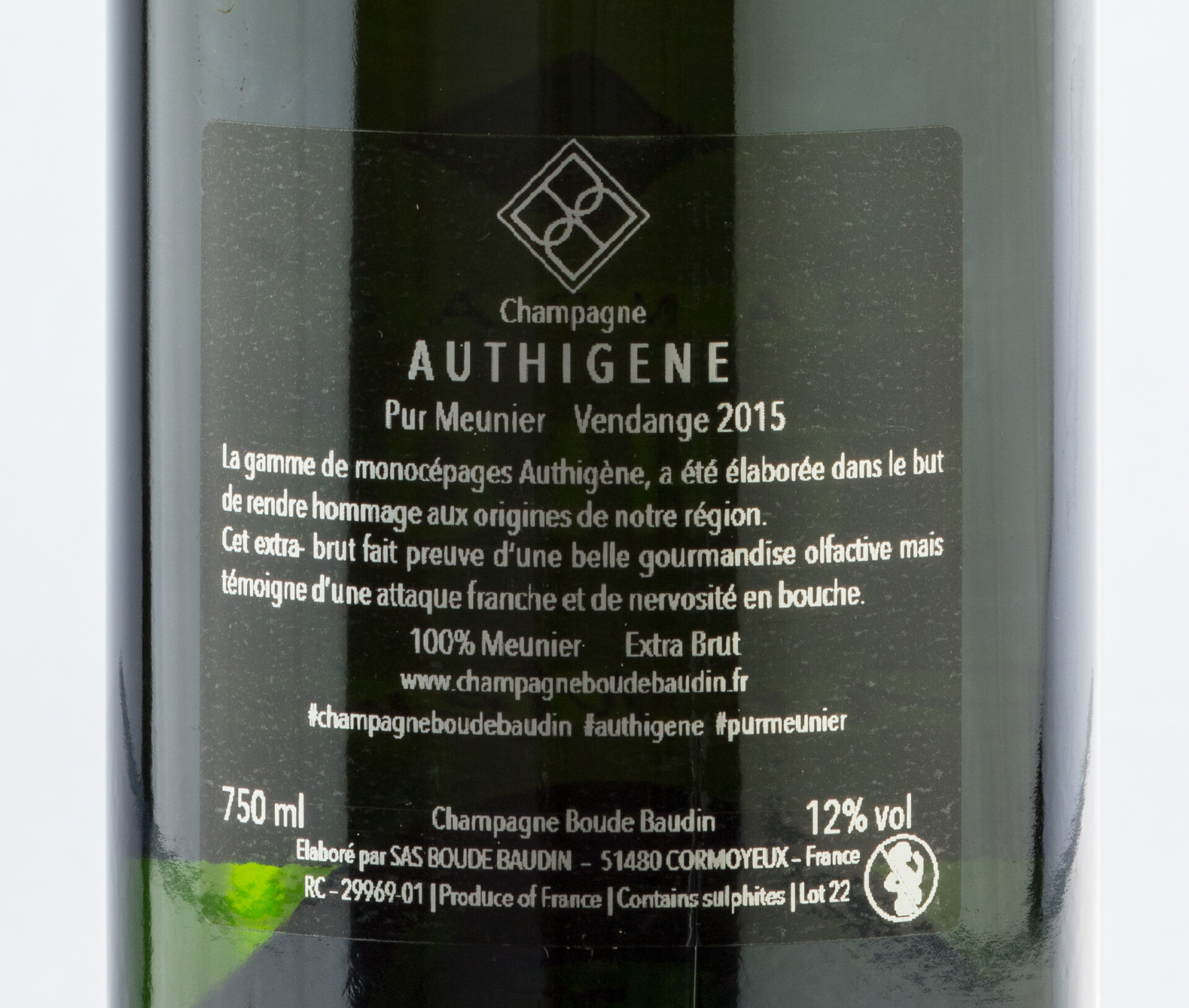 CHAMPAGNE Boude Baudin - AUTHIGENE PUR MEUNIER - Obrázek 4