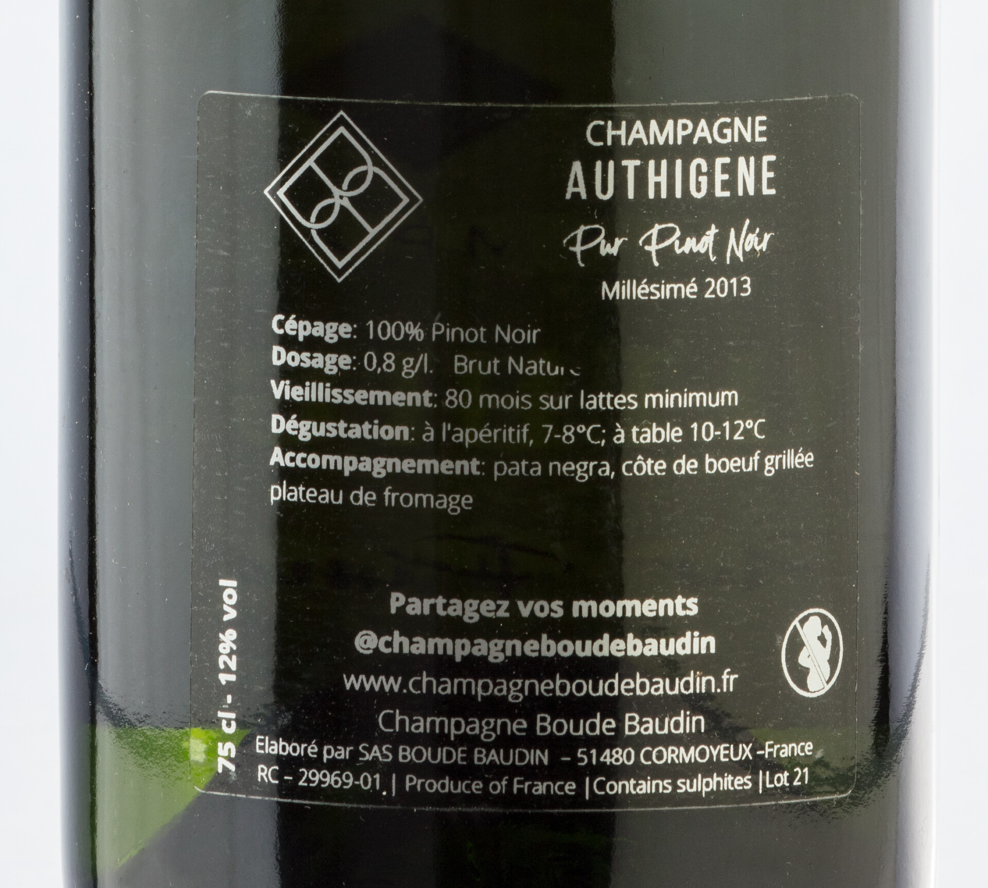 CHAMPAGNE Boude Baudin - AUTHIGENE PUR PINOT NOIR - Obrázek 4